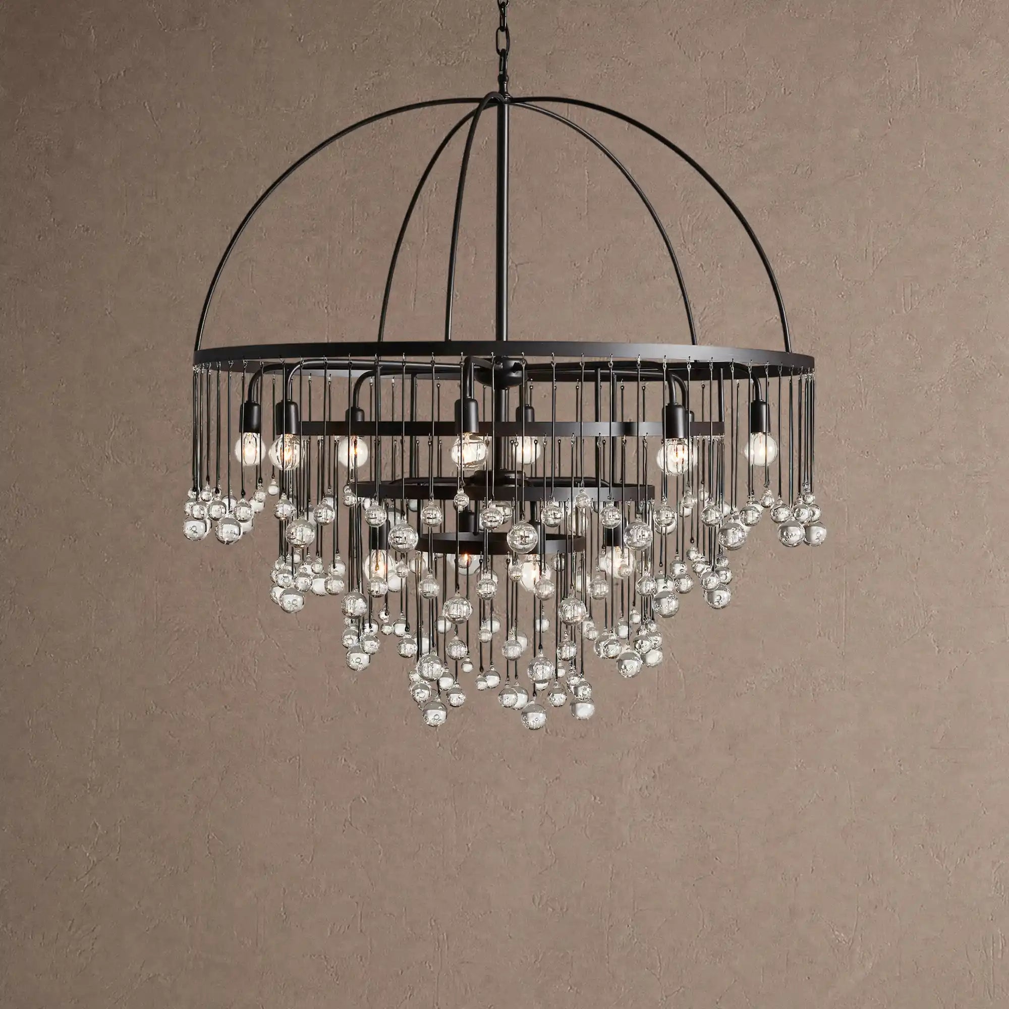 Aubrey Round Chandelier - 4-Tier 8-LightBlackBlushlighting