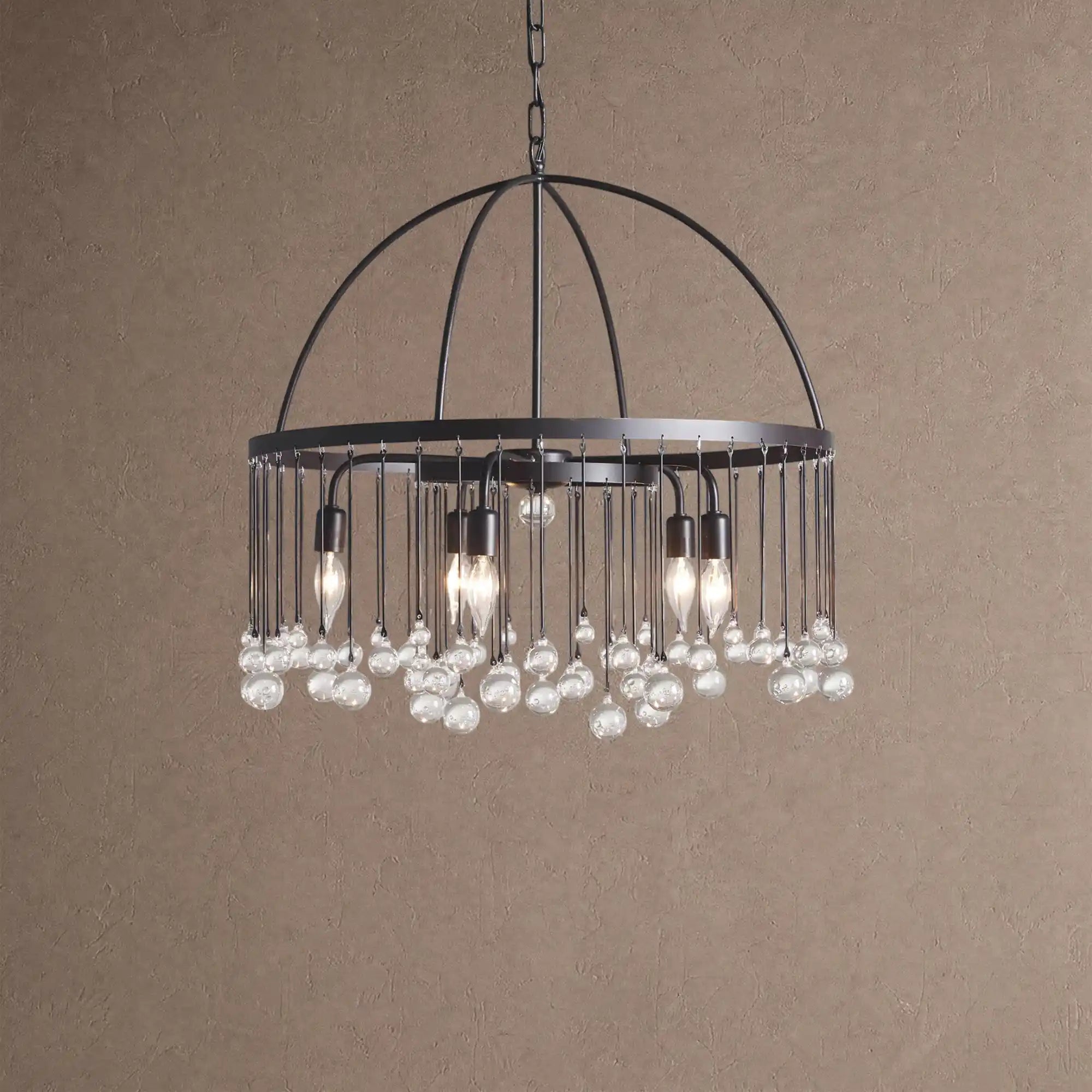Aubrey Round Chandelier - 2-Tier 5-LightBlackBlushlighting
