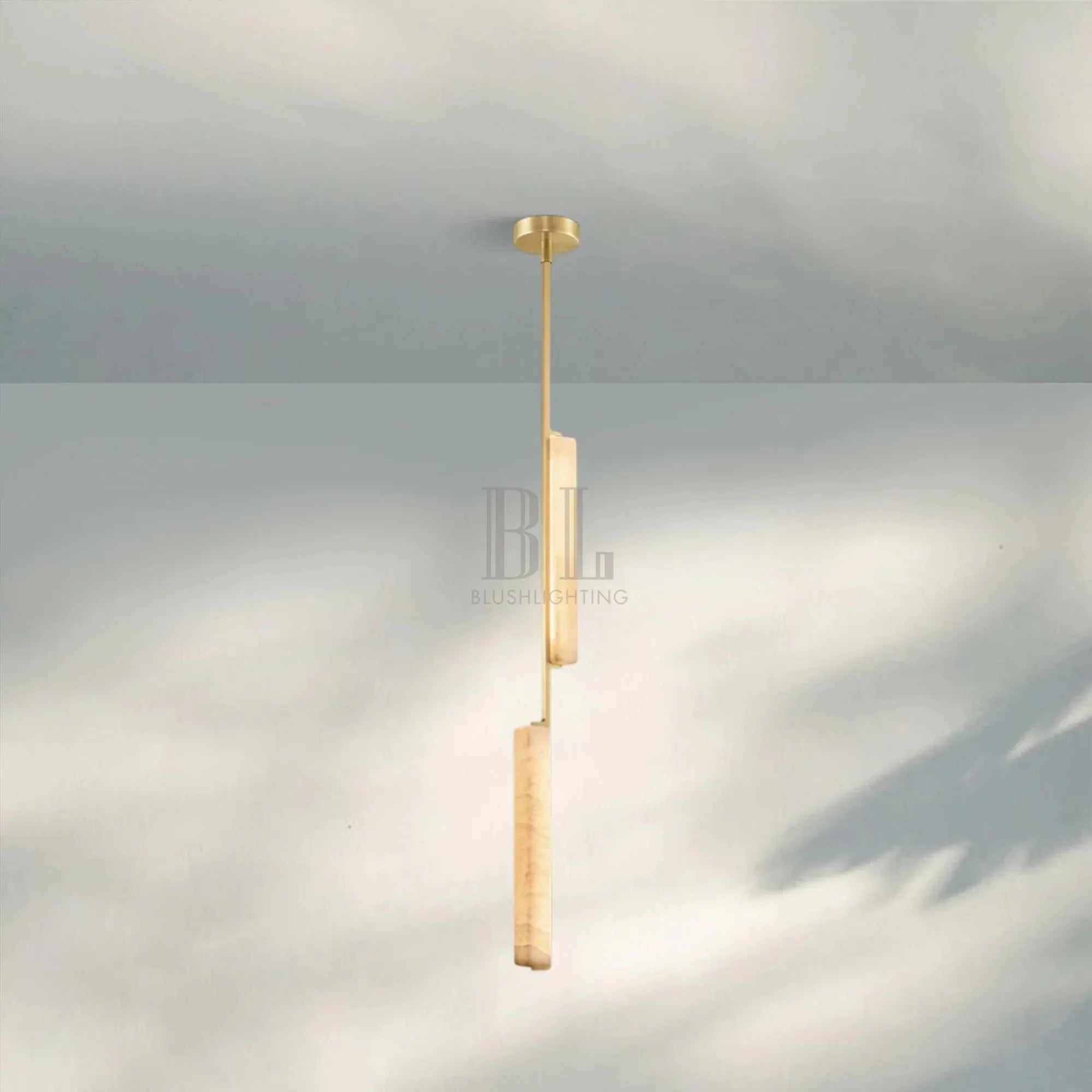 Auduban Alabaster Pendant Light-Lacquered Burnished Brass-