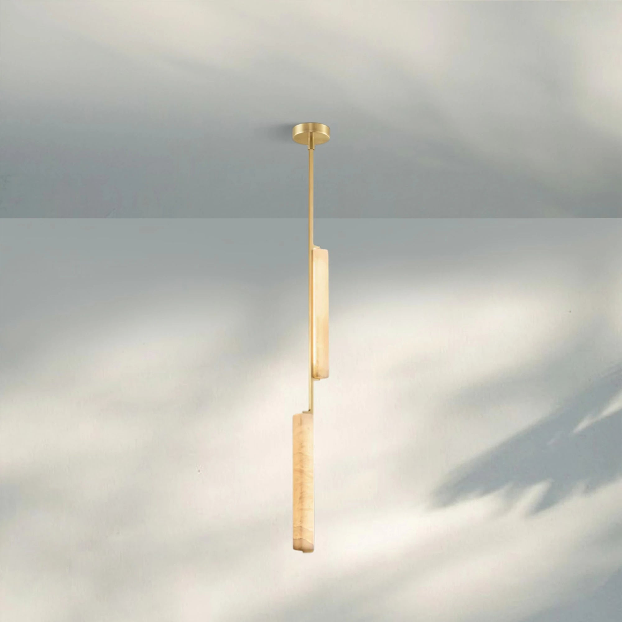 Auduban Alabaster Pendant Light-Lacquered Burnished Brass-