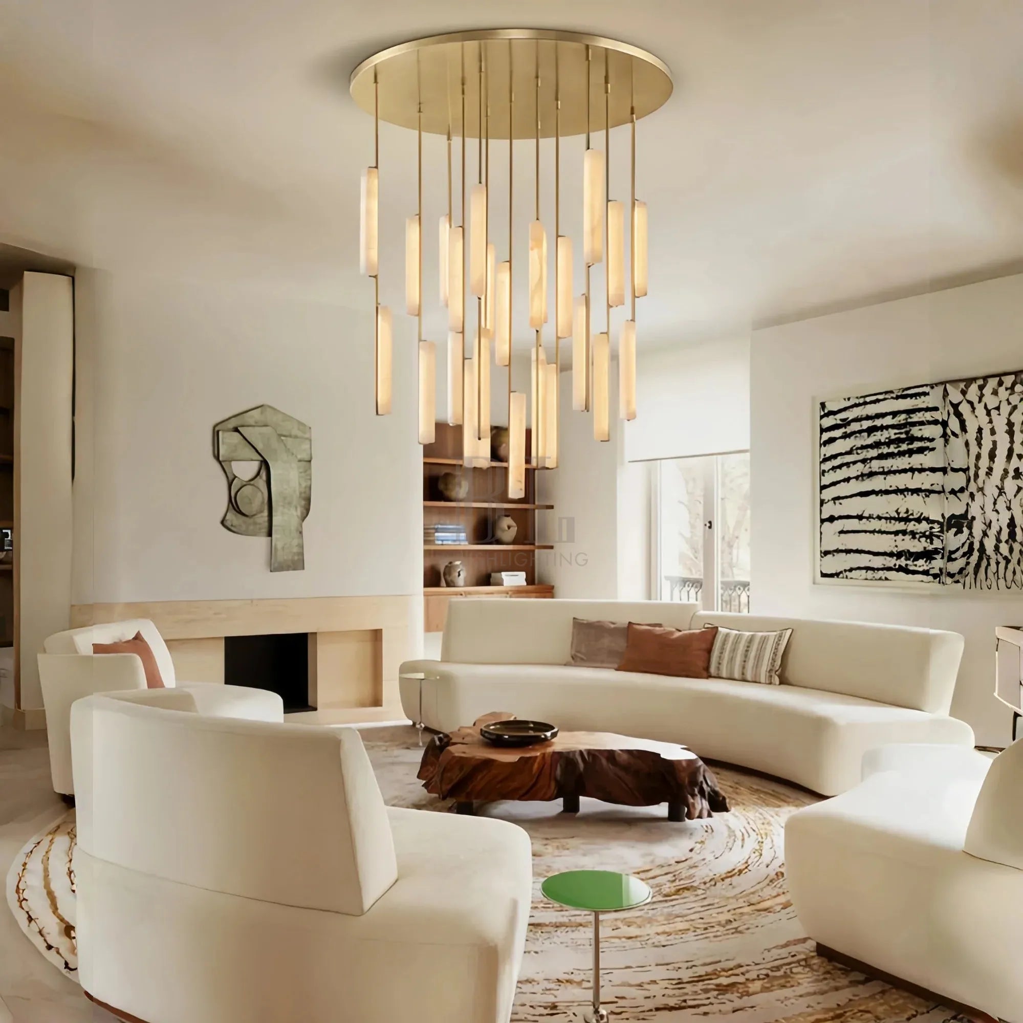 Auduban Alabaster Round Chandelier 24'' 40'' 56''-