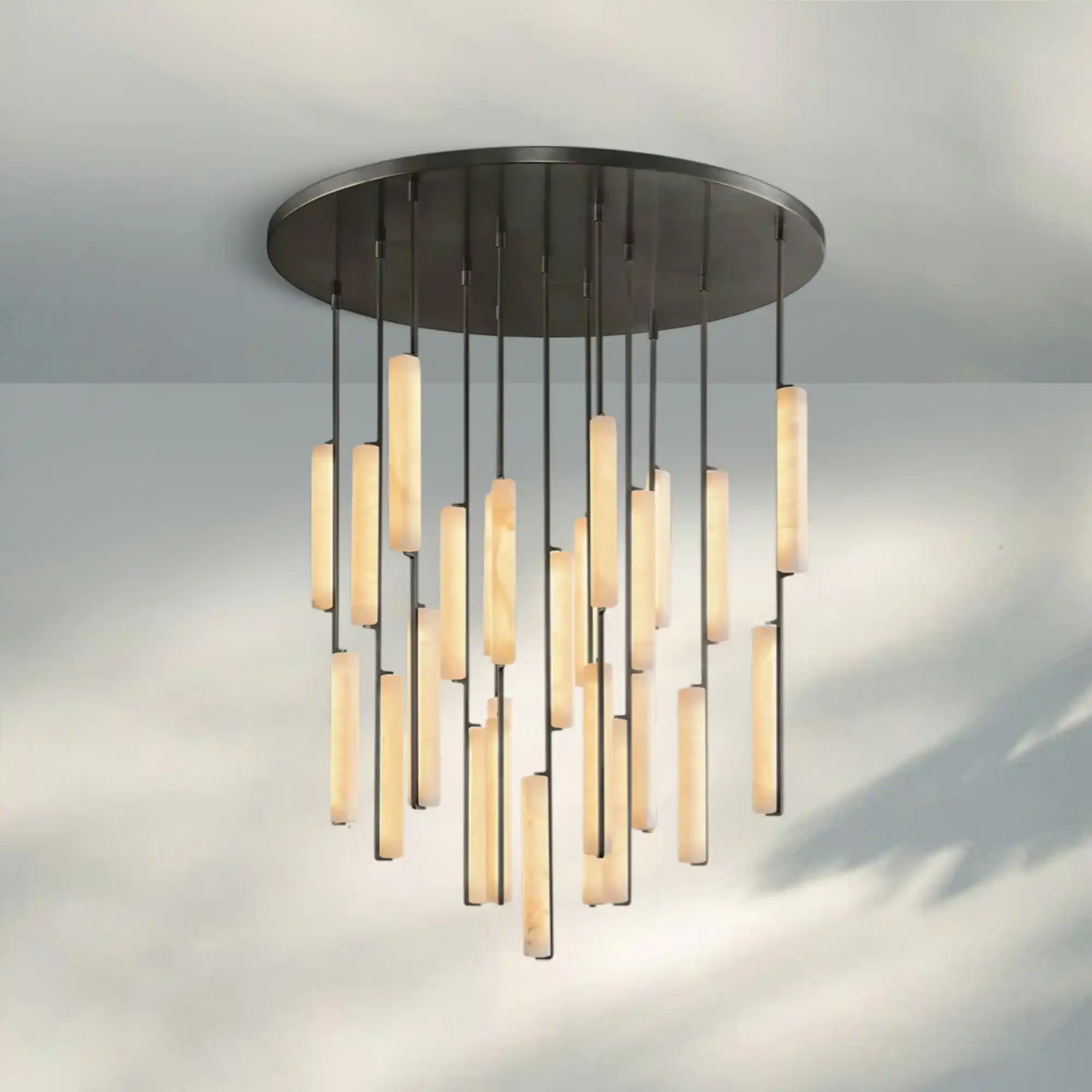 Auduban Alabaster Round Chandelier 24'' 40'' 56''-56‘’-Bronze-