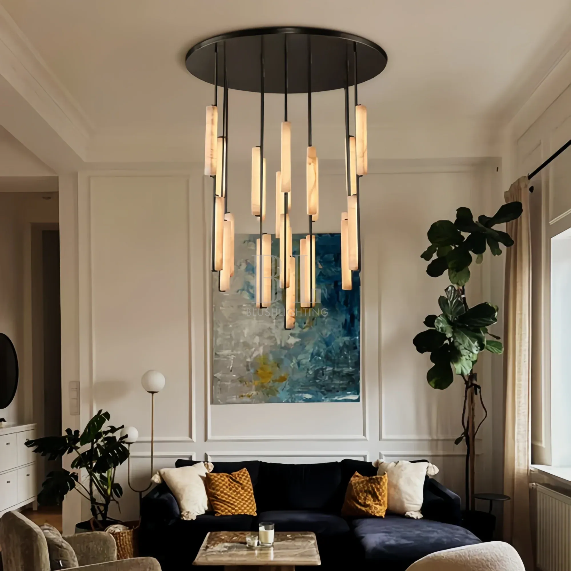 Auduban Alabaster Round Chandelier 24'' 40'' 56''-