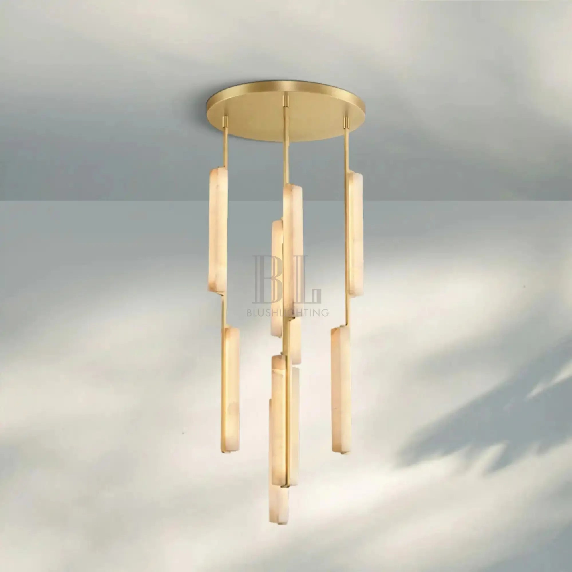 Auduban Alabaster Round Chandelier 24'' 40'' 56''-24‘’-Brass-