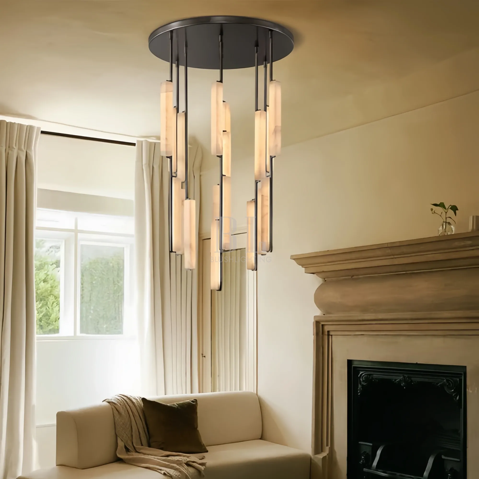 Auduban Alabaster Round Chandelier 24'' 40'' 56''-