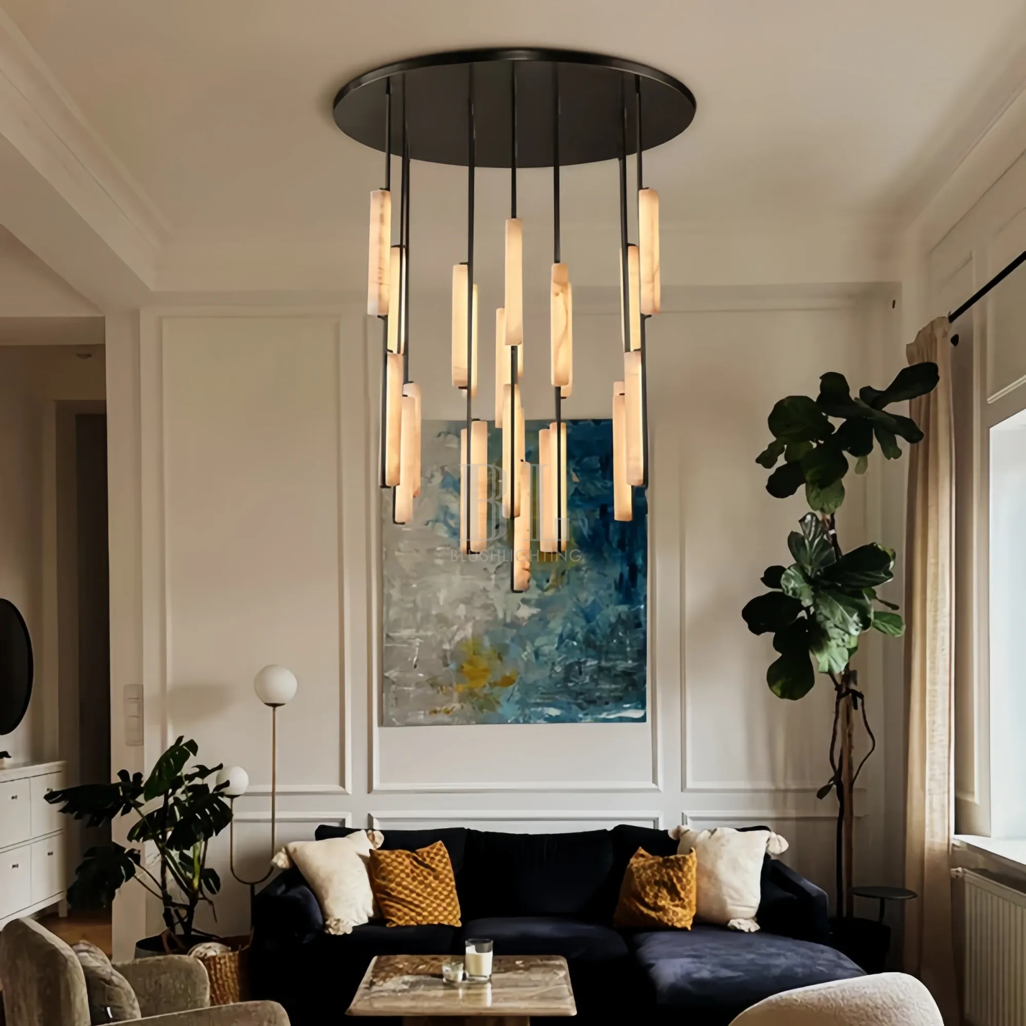 Auduban Alabaster Round Chandelier 24'' 40'' 56''-