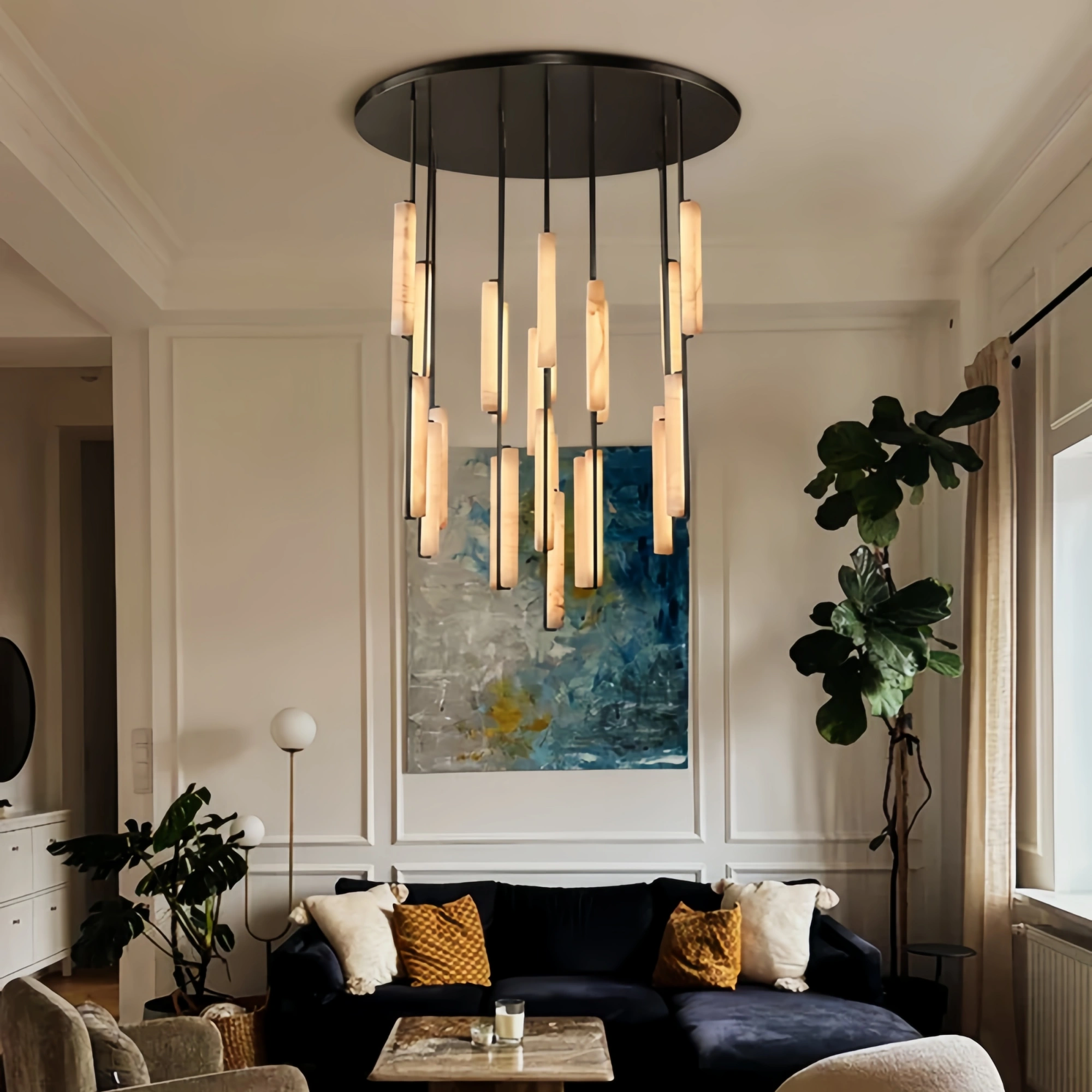 Auduban Alabaster Round Chandelier 24'' 40'' 56''-