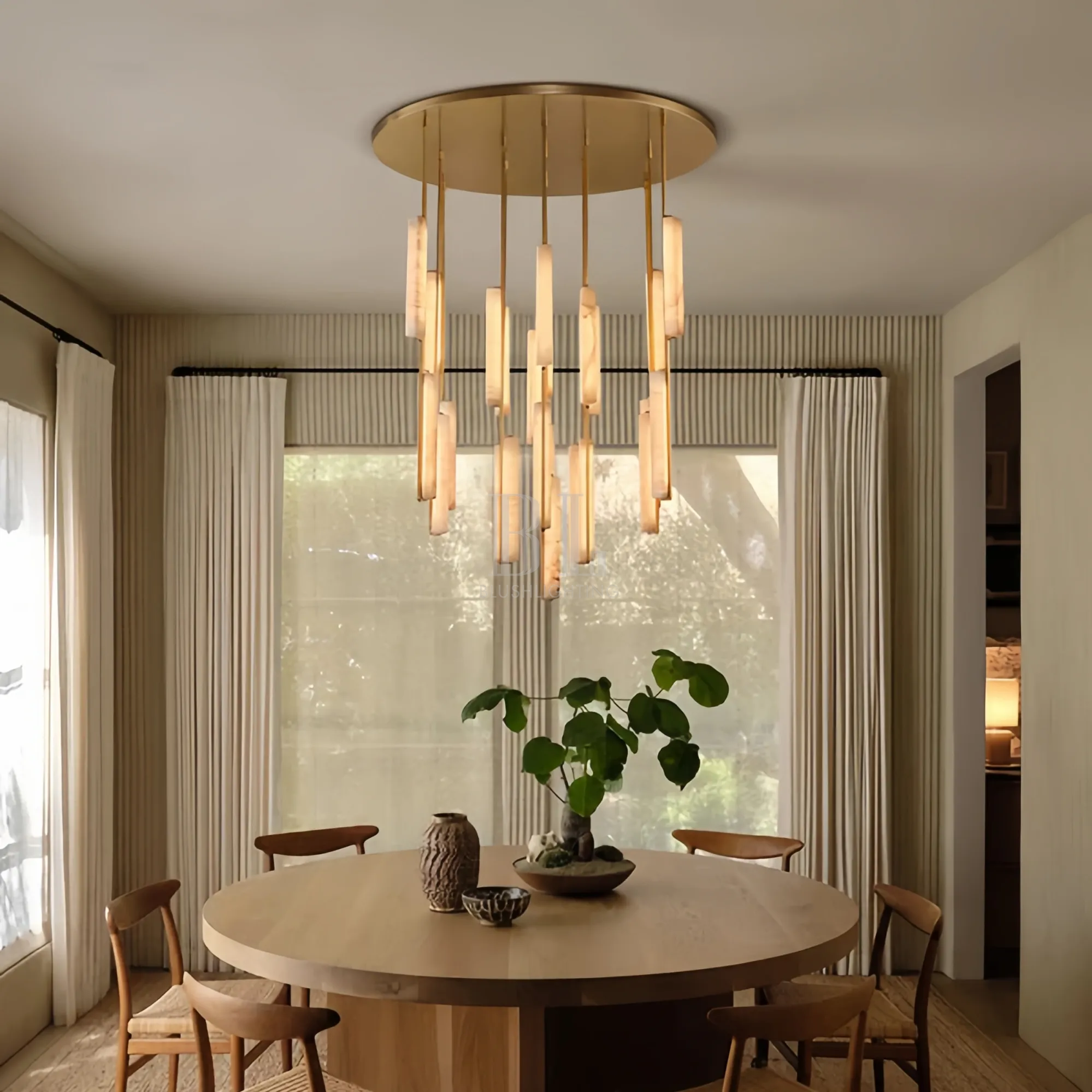 Auduban Alabaster Round Chandelier 24'' 40'' 56''-