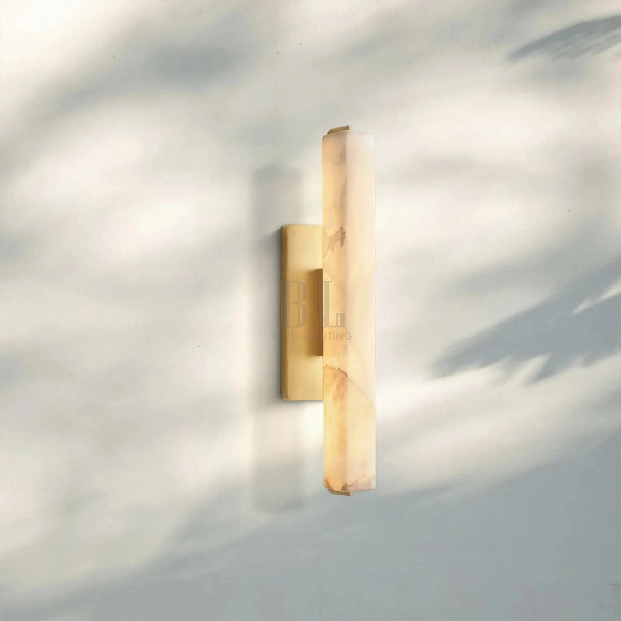 Auduban Alabaster Single Wall Sconce-19"-Lacquered Burnished Brass-