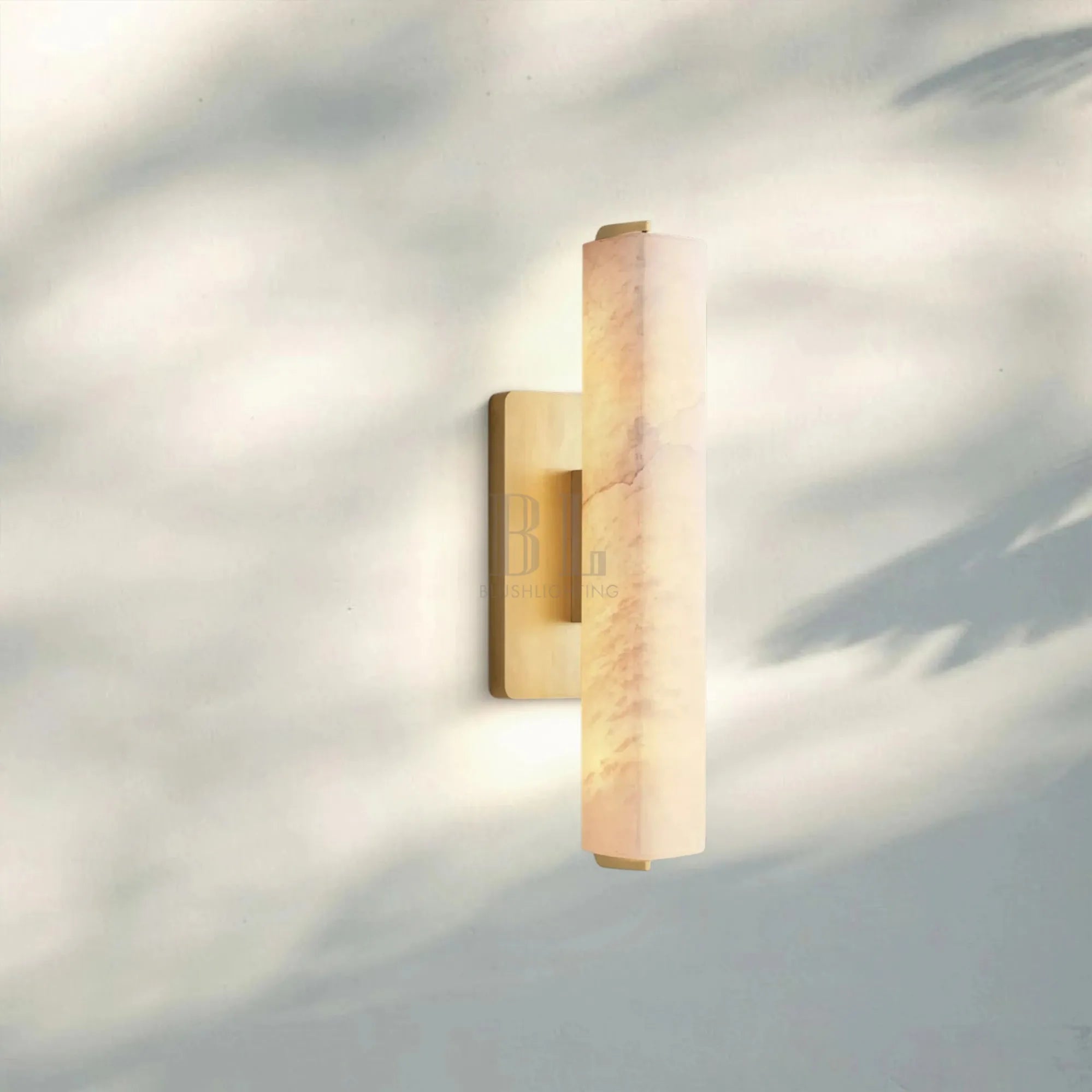 Auduban Alabaster Single Wall Sconce-15"-Lacquered Burnished Brass-