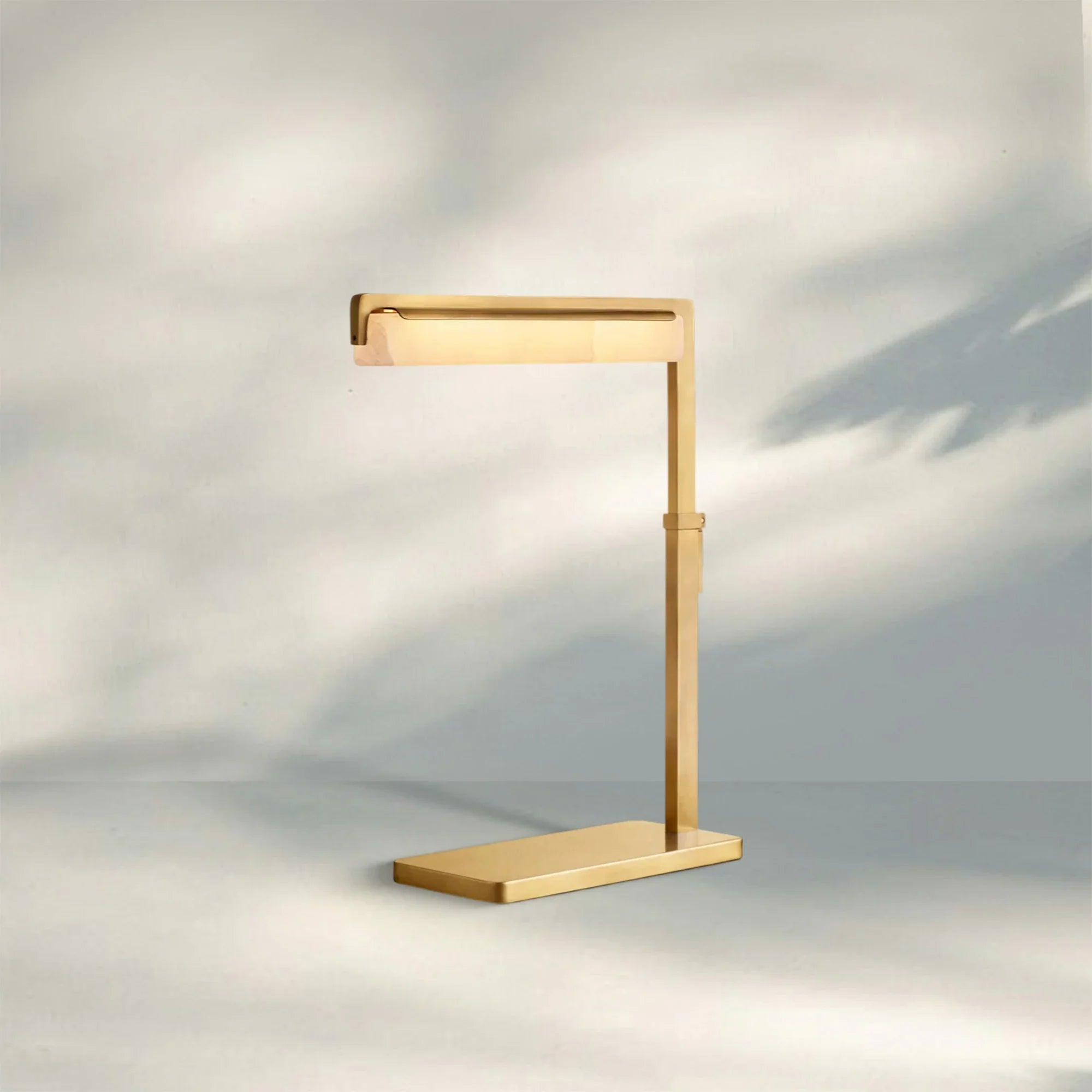 Auduban Alabaster Task Table Lamp-Lacquered Burnished Brass-