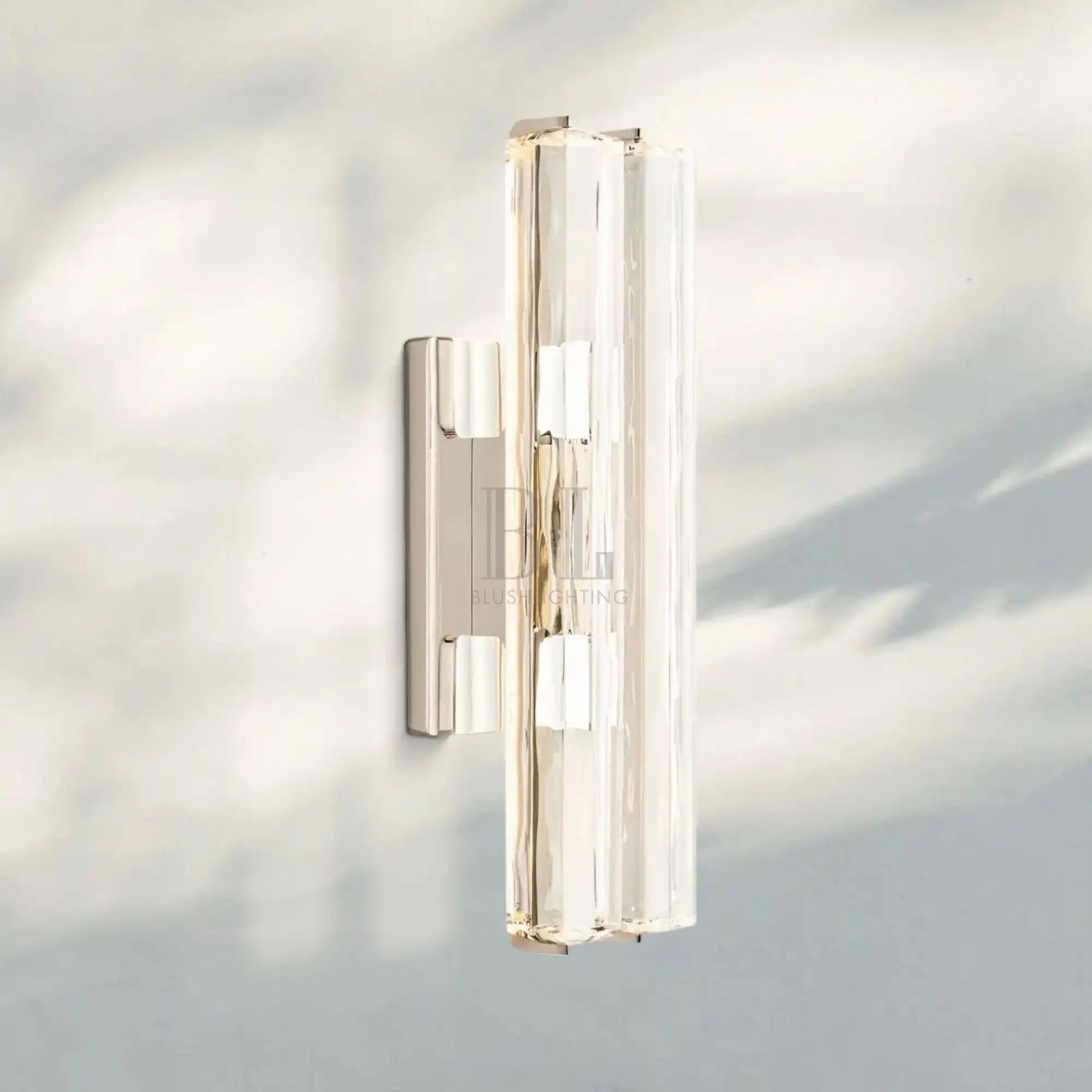 Auduban Crystal Double Wall Sconce-19''-Polished Nickel-