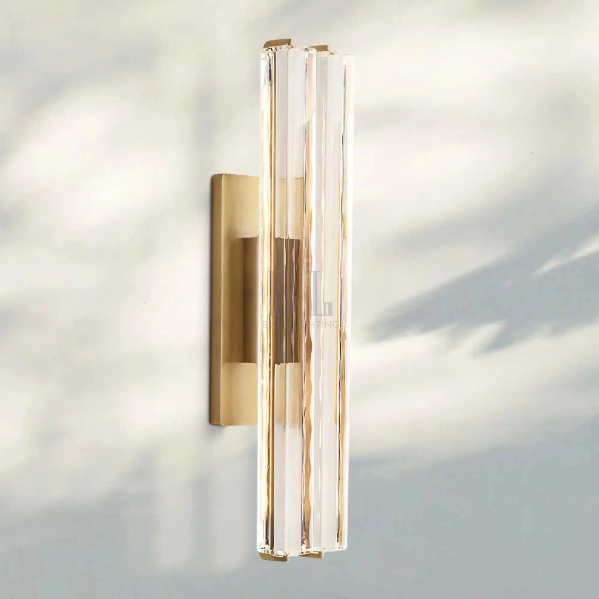 Auduban Crystal Double Wall Sconce-25''-Lacquered Burnished Brass-