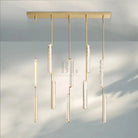 Auduban Crystal Linear Chandelier 54‘’-Lacquered Burnished Brass-
