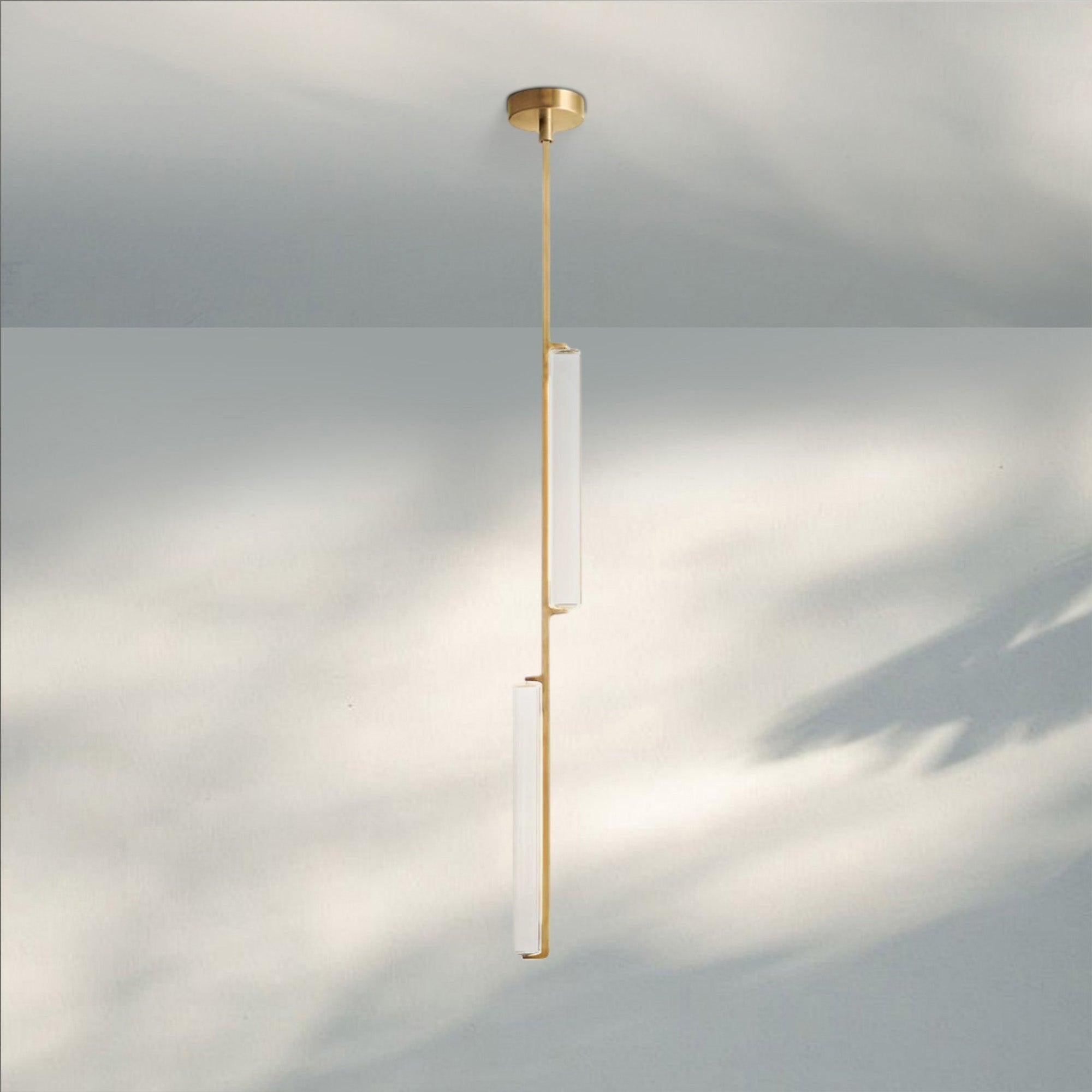 Auduban Crystal Pendant Light-Lacquered Burnished Brass-