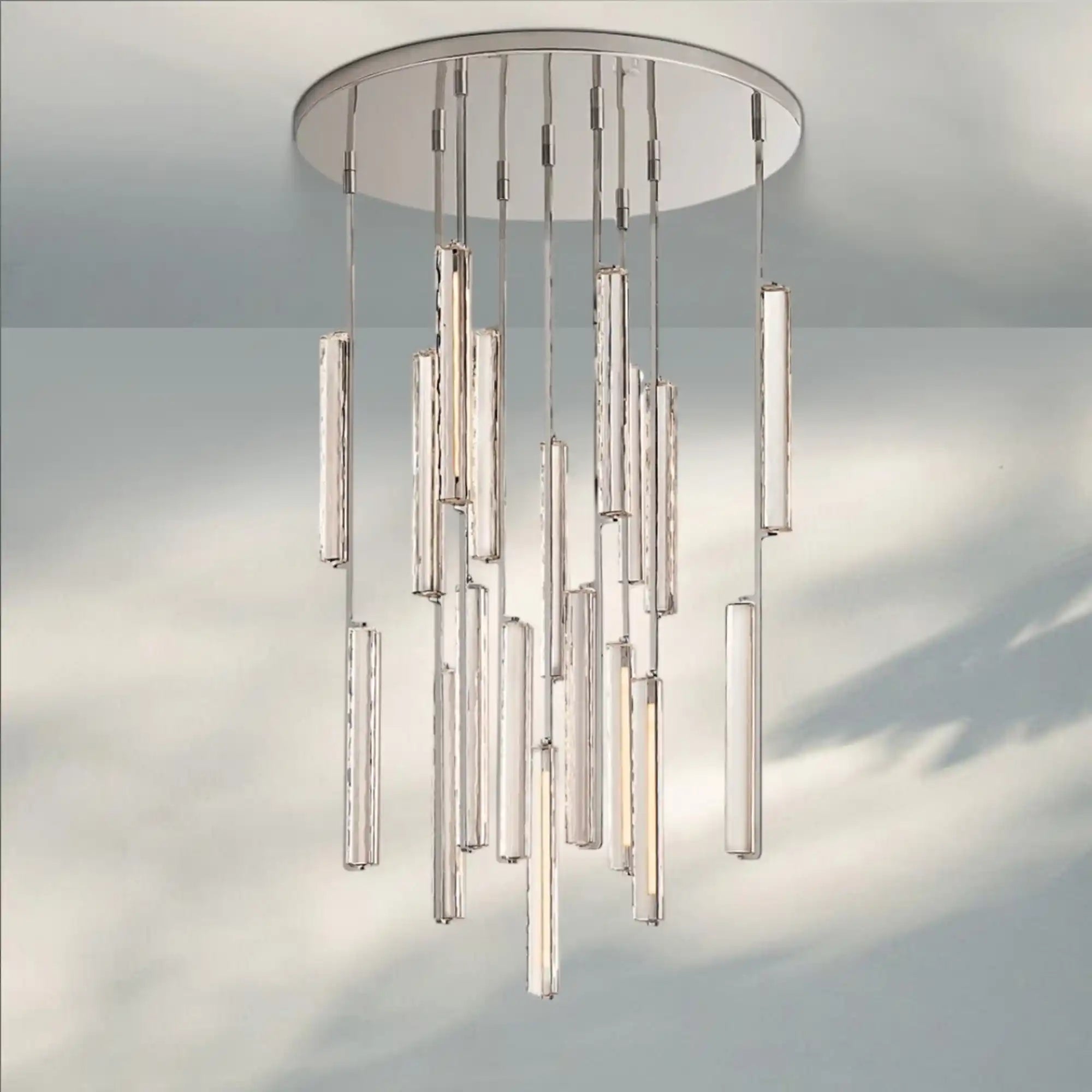 Auduban Crystal Round Chandelier 24‘’ 40‘’ 56‘’-40"-Nickel-