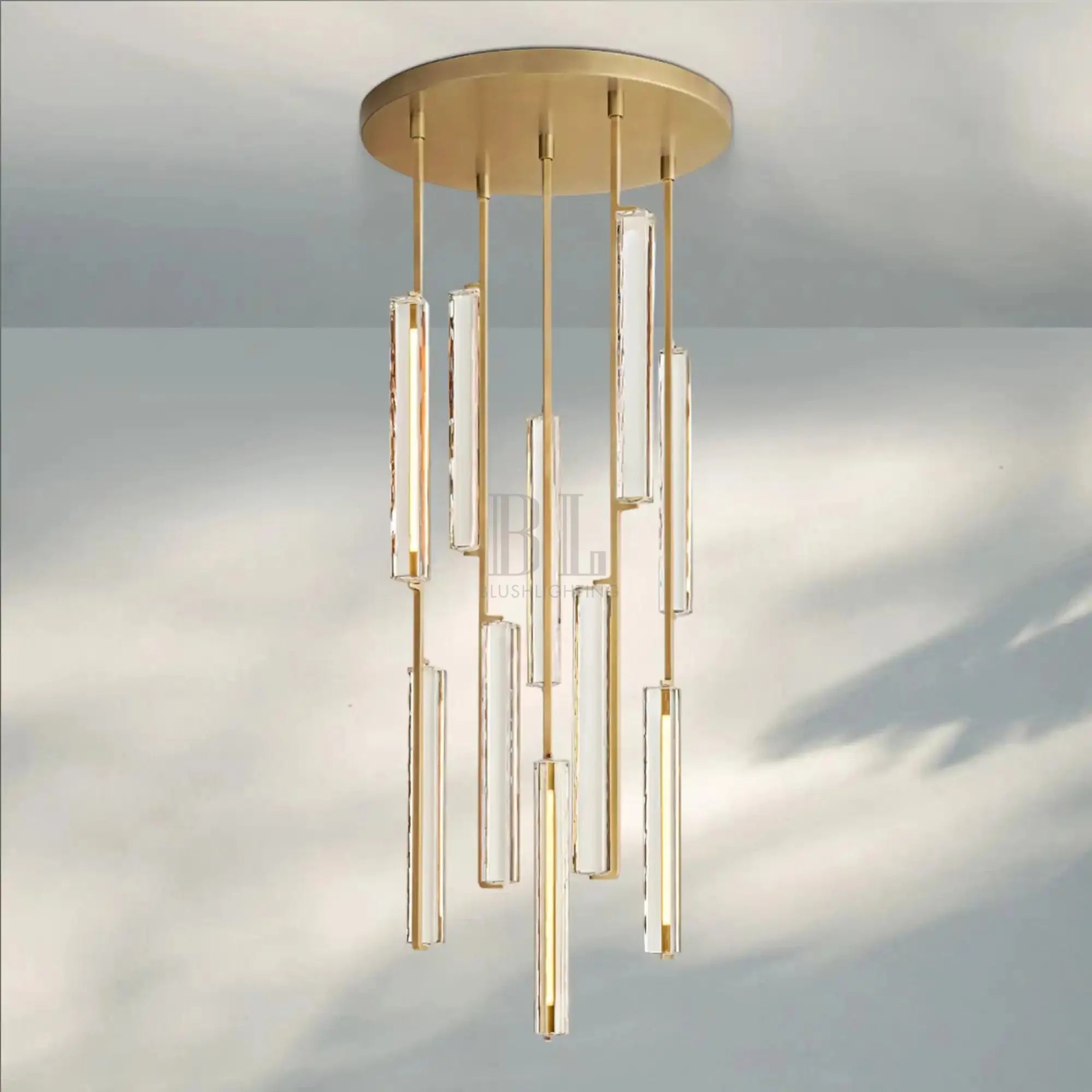 Auduban Crystal Round Chandelier 24‘’ 40‘’ 56‘’-24"-Brass-