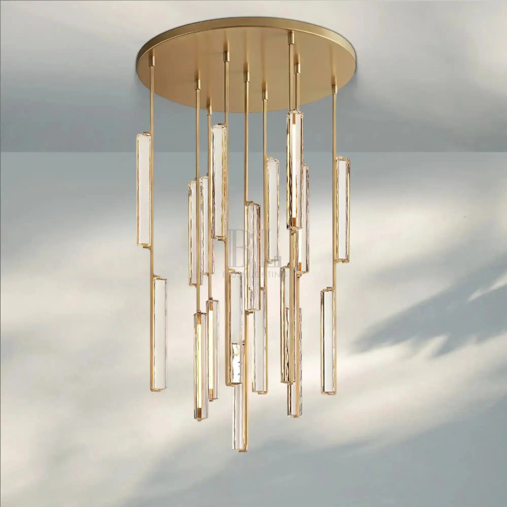 Auduban Crystal Round Chandelier 24‘’ 40‘’ 56‘’-40"-Brass-