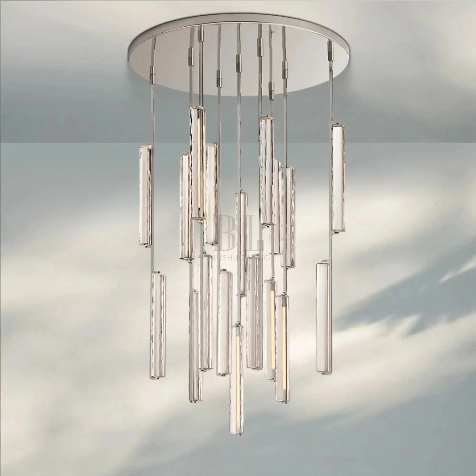 Auduban Crystal Round Chandelier 24‘’ 40‘’ 56‘’-40"-Nickel-