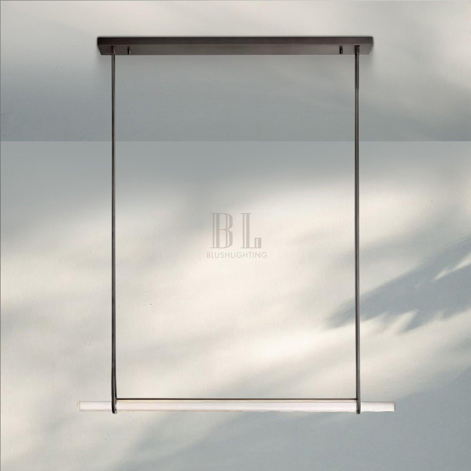 Auduban Crystal Single Bar Linear Chandelier-60''-Bronze-