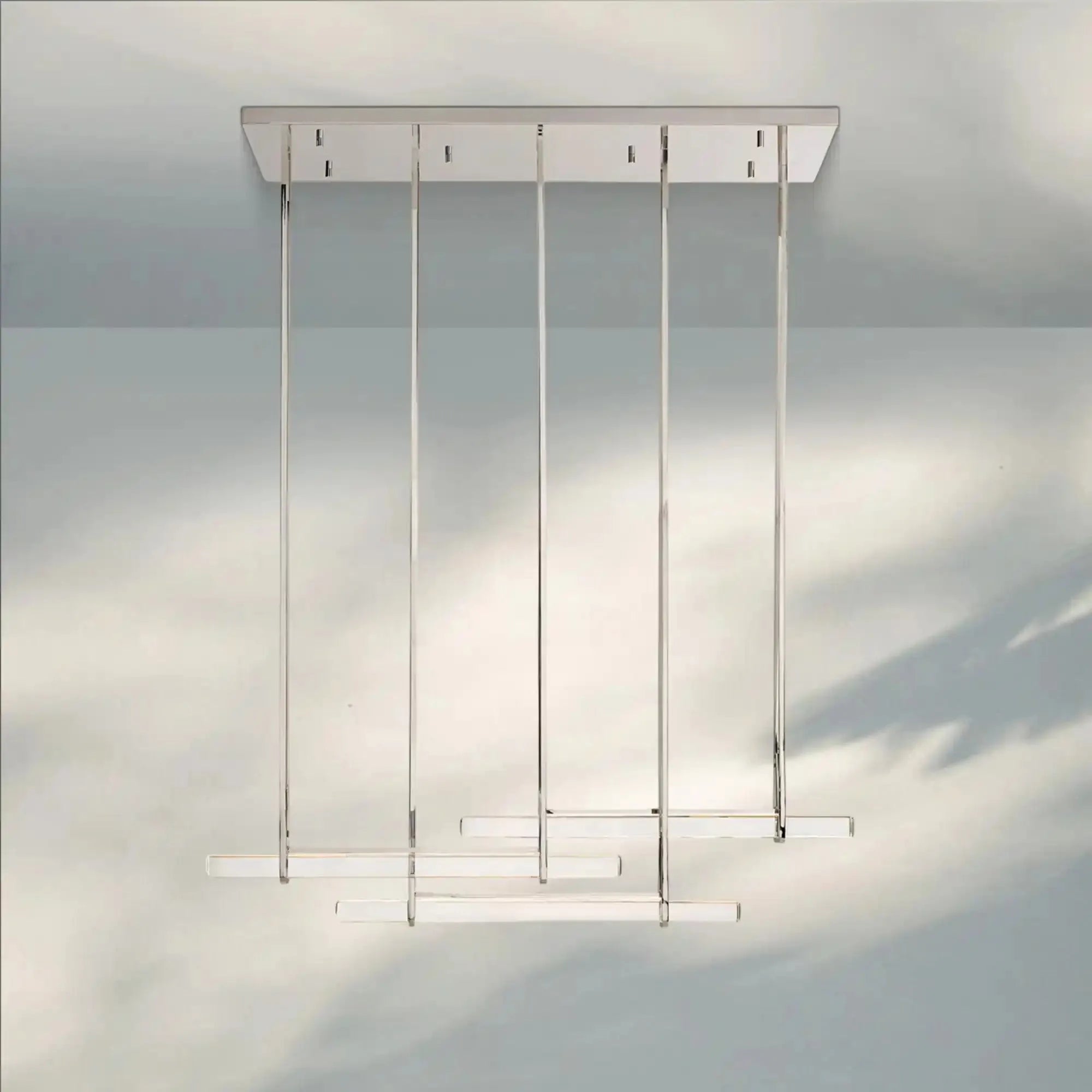 Auduban Crystal Triple Bar Linear Chandelier-60"-Nickel-