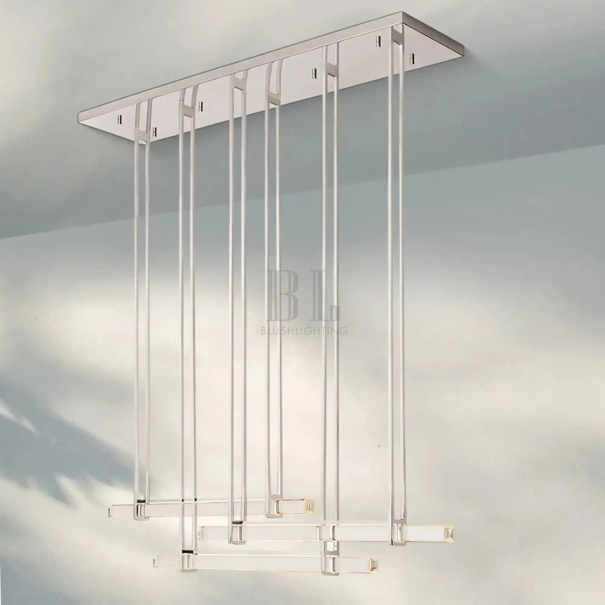 Auduban Crystal Triple Bar Linear Chandelier-
