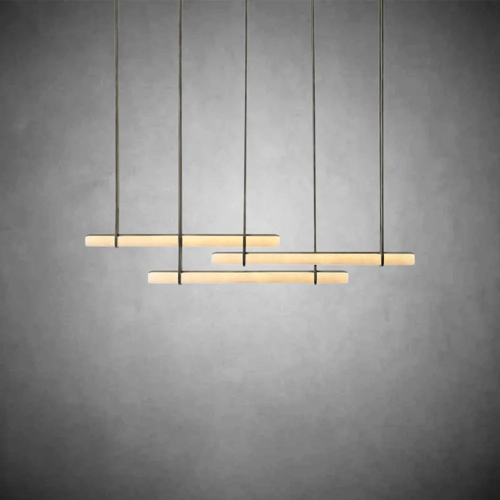 Auduben Alabaster Triple Bar Linear Chandelier - 60"BlackBlushlighting
