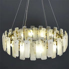 August Marble alabaster Round chandelier - 39"DBlushlighting