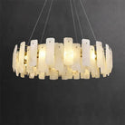 August Marble alabaster Round chandelier-20"D-Blushlighting