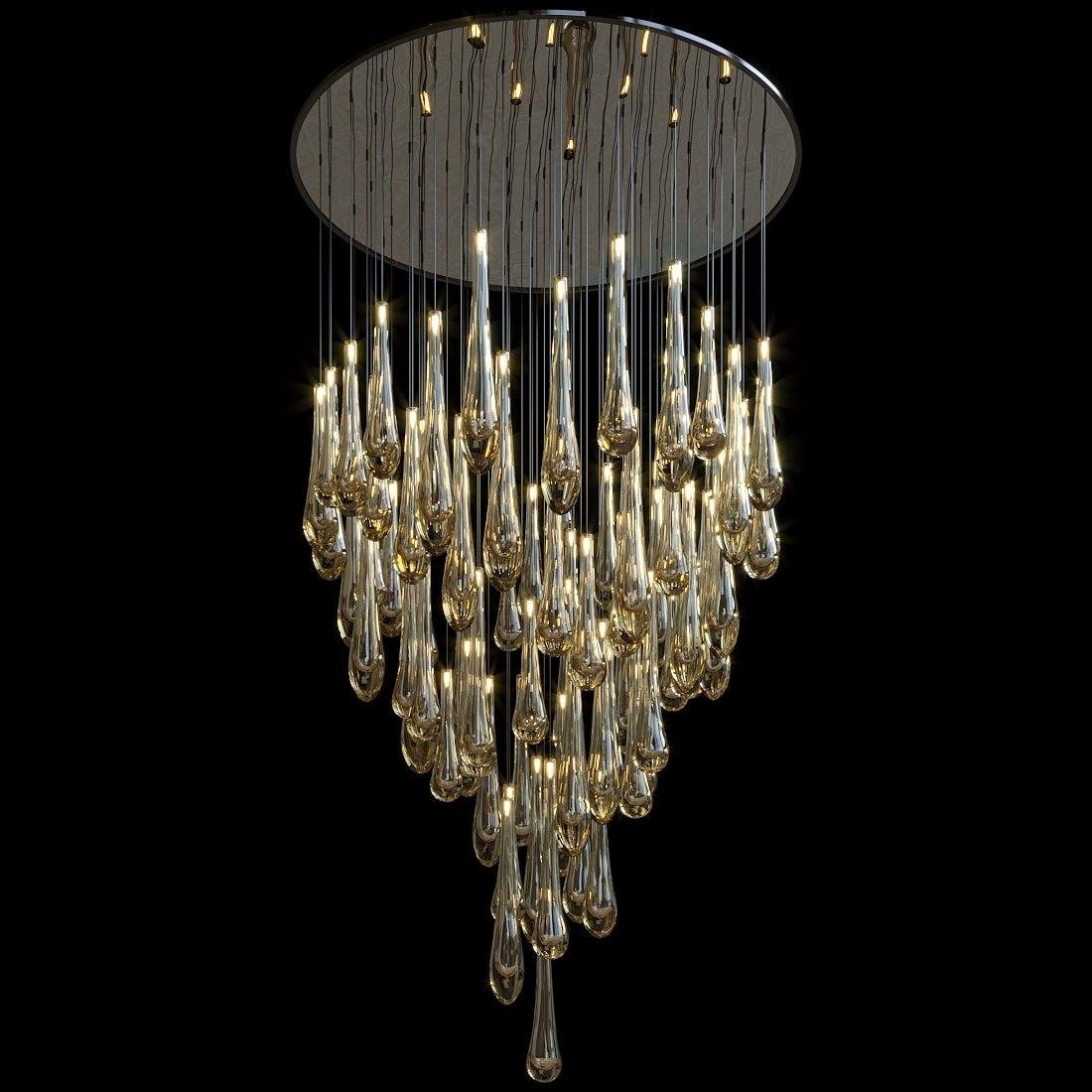 Aurelia Amber Teardrop Rain Glass Chandelier - 32"DBlushlighting