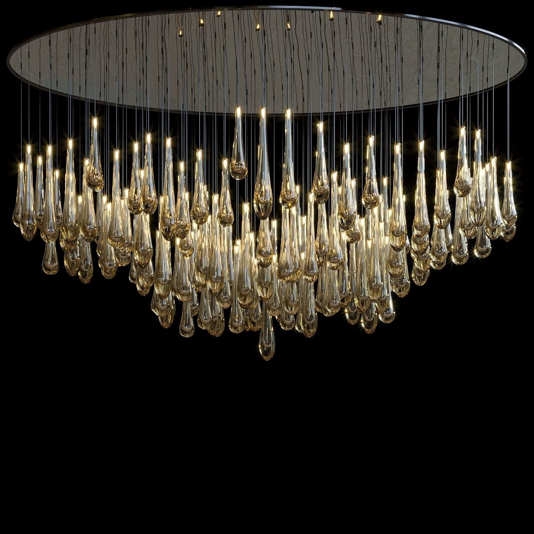 Aurelia Amber Teardrop Rain Glass Chandelier - 60"DBlushlighting