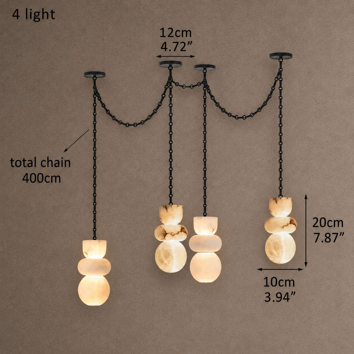 Aurelia Chain Linear Chandelier - 4 Lights - D4” x H8”Blushlighting