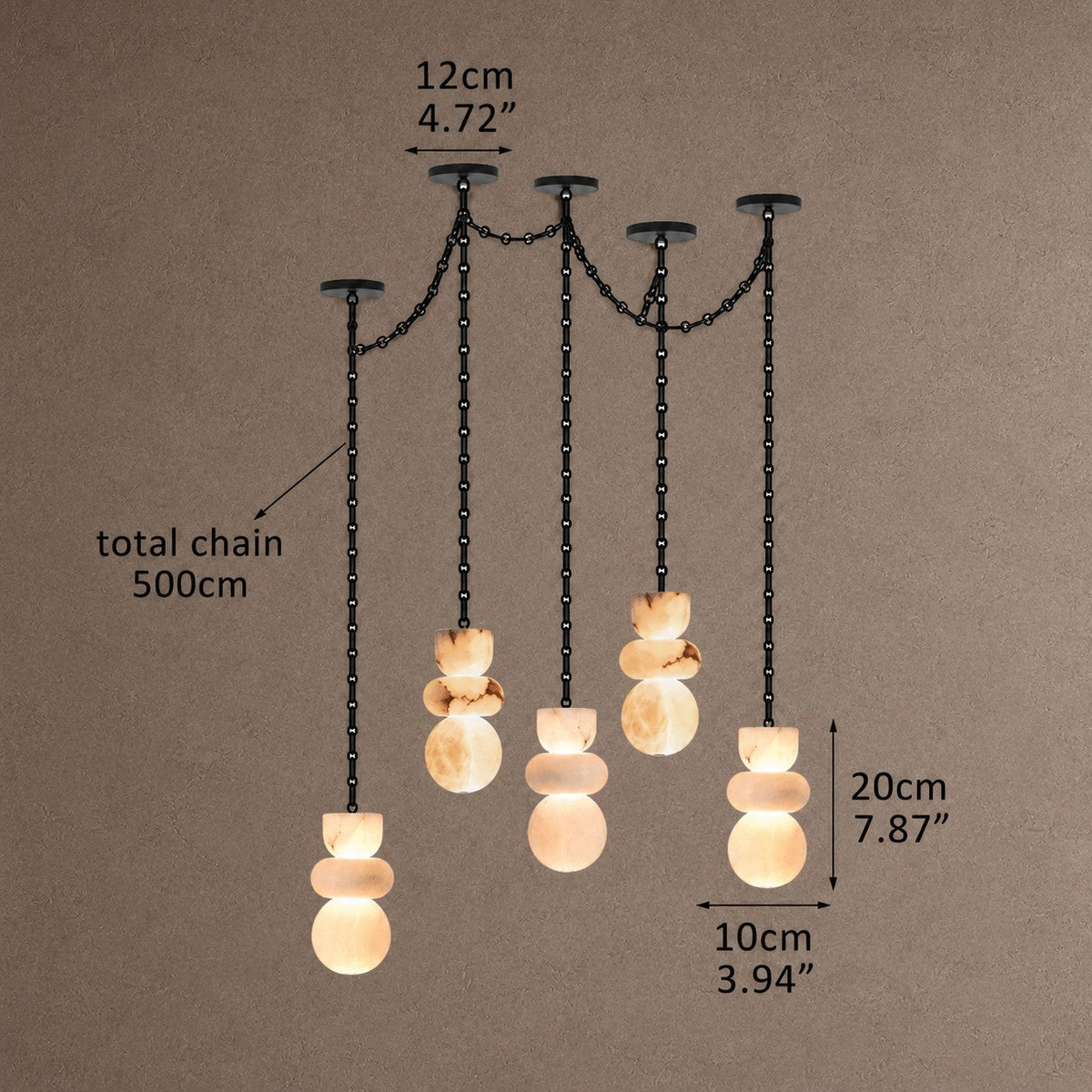 Aurelia Chain Linear Chandelier - 5 Lights - D4” x H8”Blushlighting