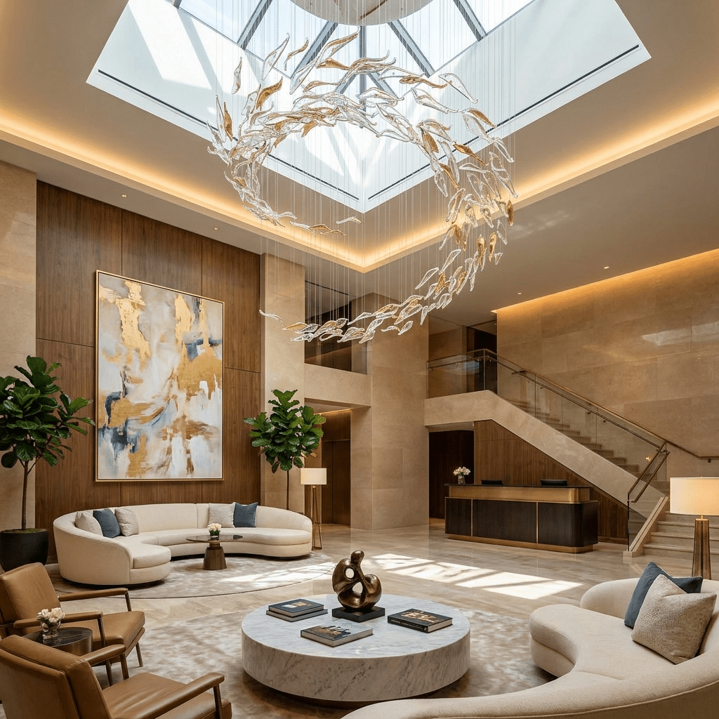 Aurelia Glass Leaf Chandelier - Dia 31.5″ × H 47.2″Amber & ClearWarm LightBlushlighting