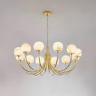 Aurelian Alabaster Globe Chandelier with 6/8/10/12 heads-12 Heads ? 43.3▼ x H 21.7▼ / Dia 110cm x H 55cm-Brass & White-Blushlighting