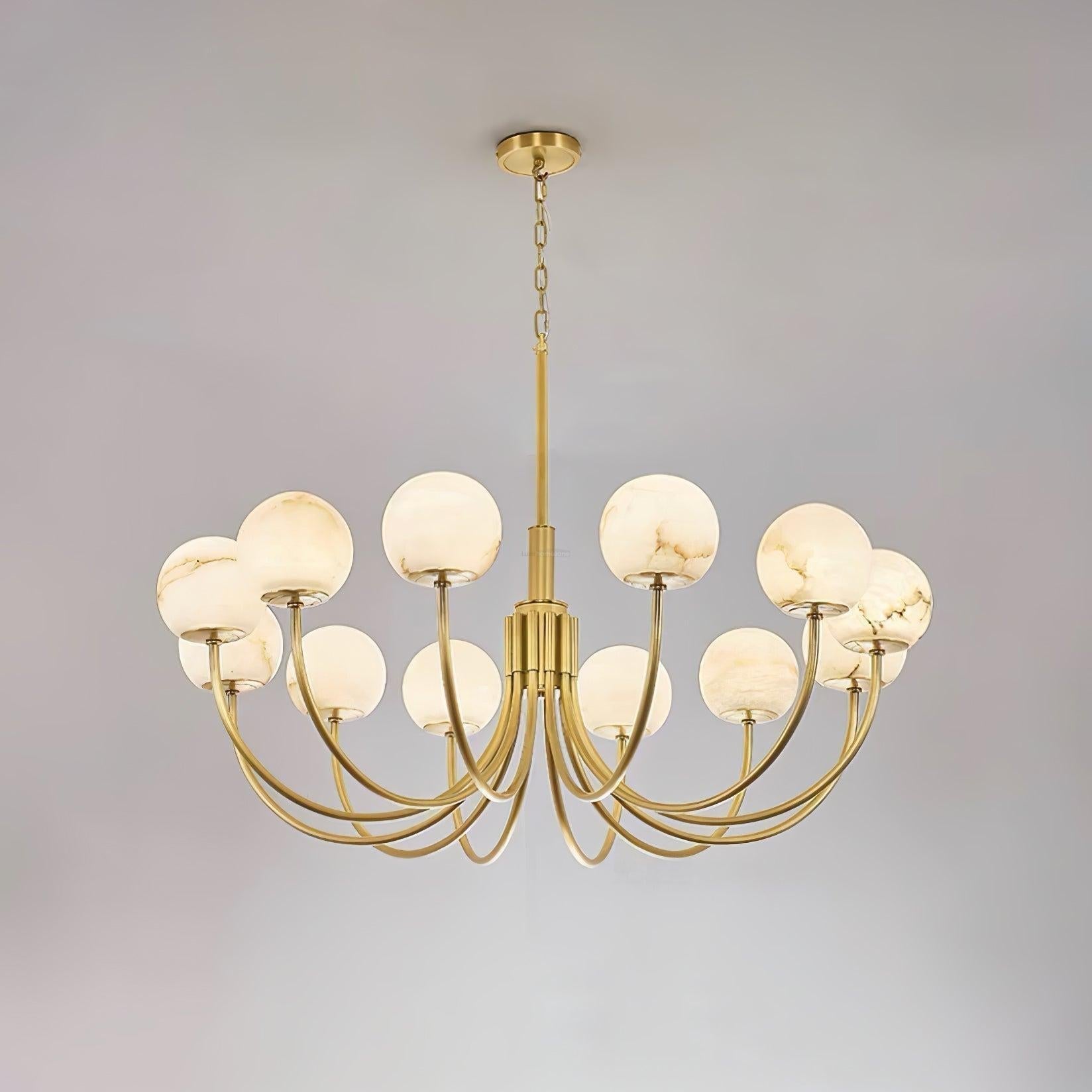 Aurelian Alabaster Globe Chandelier with 6/8/10/12 heads - 12 Heads ? 43.3▼ x H 21.7▼ / Dia 110cm x H 55cmBrass & WhiteBlushlighting