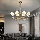 Aurelian Alabaster Globe Chandelier with 6/8/10/12 heads - 8 Heads 33.5" x H 21.7" / Dia 85cm x H 55cmBrass & WhiteBlushlighting