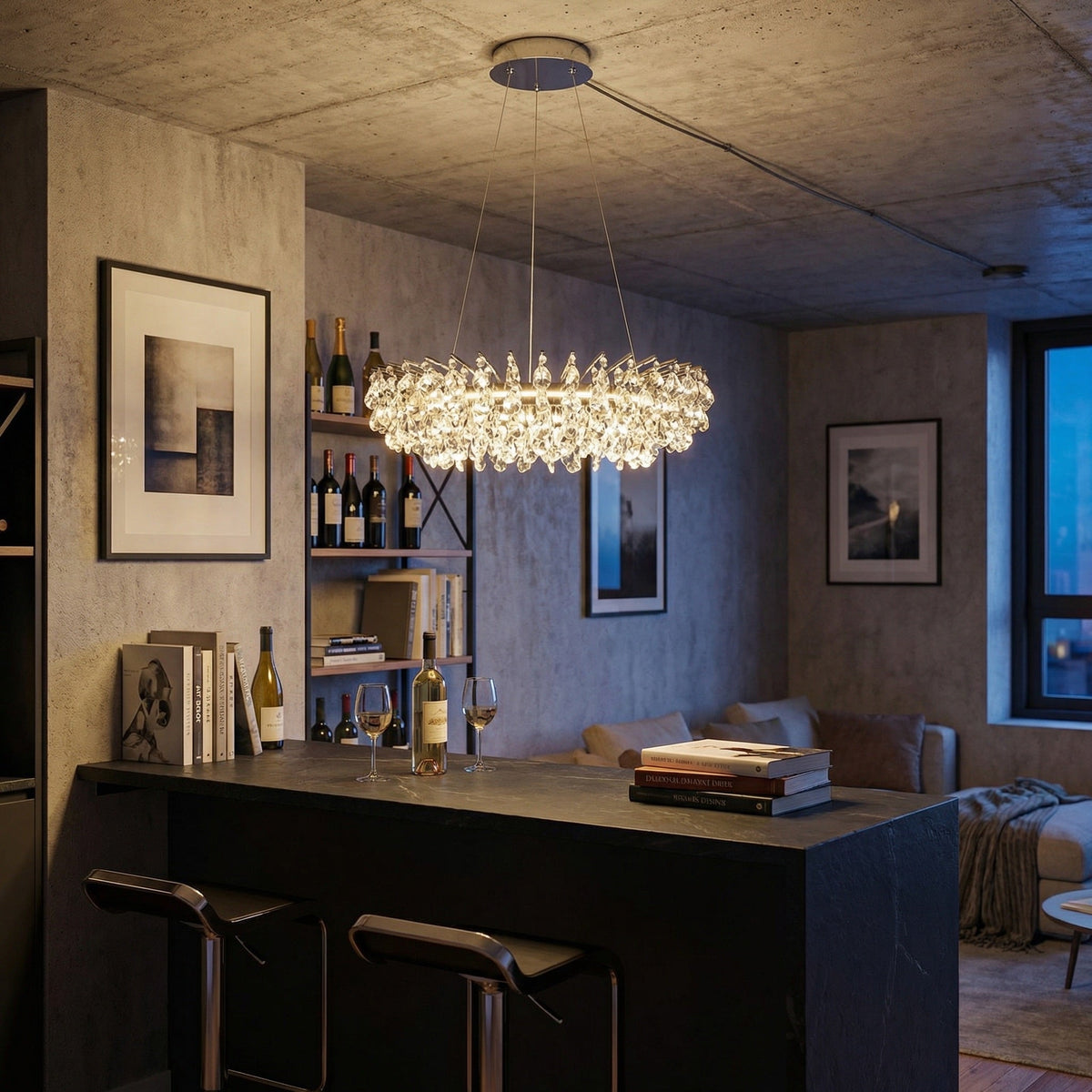 Aureola Round Crystal Chandelier - Ø39.4" × H6.3" (Ø100 × H16 cm)Blushlighting