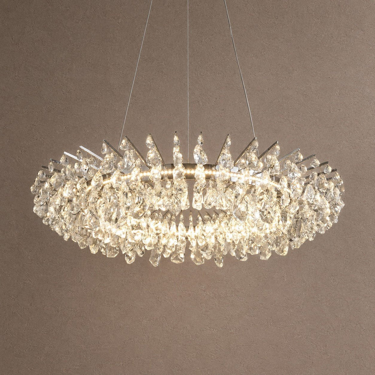 Aureola Round Crystal Chandelier - Ø39.4" × H6.3" (Ø100 × H16 cm)Blushlighting
