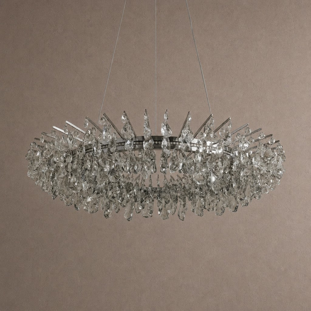 Aureola Round Crystal Chandelier - Ø39.4" × H6.3" (Ø100 × H16 cm)Blushlighting