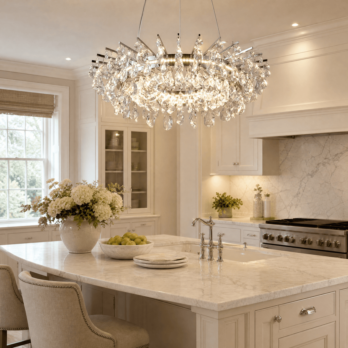 Aureola Round Crystal Chandelier - Ø24.8" × H6.3" (Ø63 × H16 cm)Blushlighting