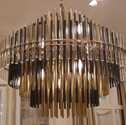 Galatea Industrial Metal Tube Chandelier For Living Room, Dining Room Overall: 42" diam