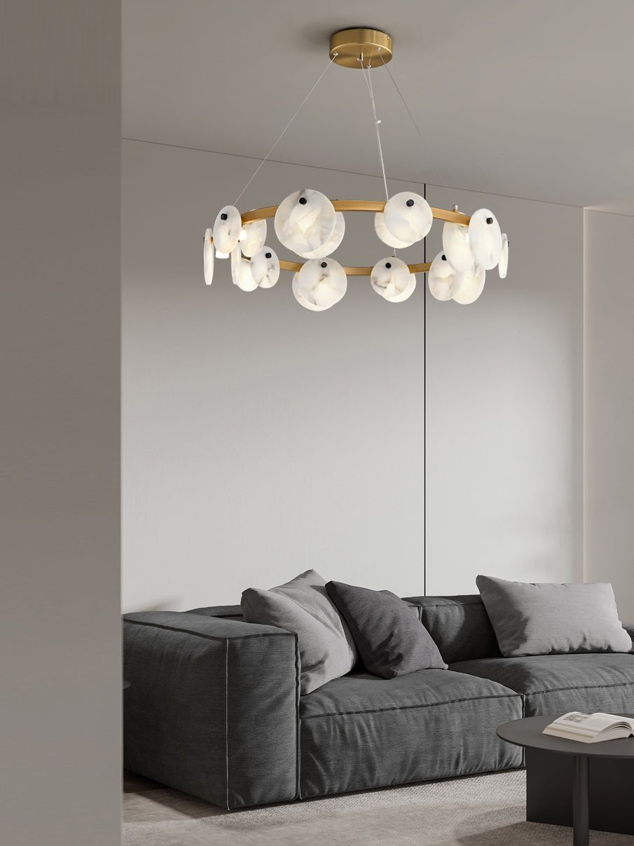 Austen Alabaster Chandelier - 6 heads D 60cm x H 15cm / ∅ 23.6″ x H 5.9″Brass＆WhiteBlushlighting