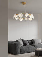 Austen Alabaster Chandelier - 6 heads D 60cm x H 15cm / ∅ 23.6″ x H 5.9″Brass＆WhiteBlushlighting