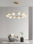 Austen Alabaster Chandelier - 6 heads D 60cm x H 15cm / ∅ 23.6″ x H 5.9″Brass＆WhiteBlushlighting
