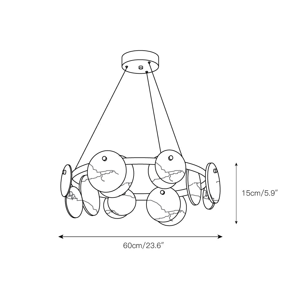 Austen Alabaster Chandelier - 6 heads D 60cm x H 15cm / ∅ 23.6″ x H 5.9″Brass＆WhiteBlushlighting