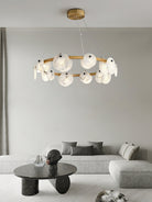 Austen Alabaster Chandelier - 6 heads D 60cm x H 15cm / ∅ 23.6″ x H 5.9″Brass＆WhiteBlushlighting