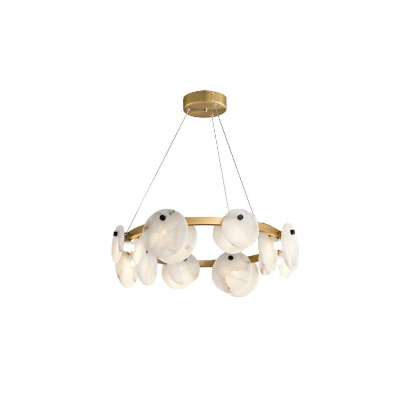 Austen Alabaster Chandelier - 6 heads D 60cm x H 15cm / ∅ 23.6″ x H 5.9″Brass＆WhiteBlushlighting