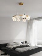 Austen Alabaster Chandelier - 6 heads D 60cm x H 15cm / ∅ 23.6″ x H 5.9″Brass＆WhiteBlushlighting