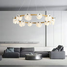 Austen Alabaster Chandelier - 8 heads D 80cm x H 15cm / ∅ 31.5″ x H 5.9″Brass＆WhiteBlushlighting